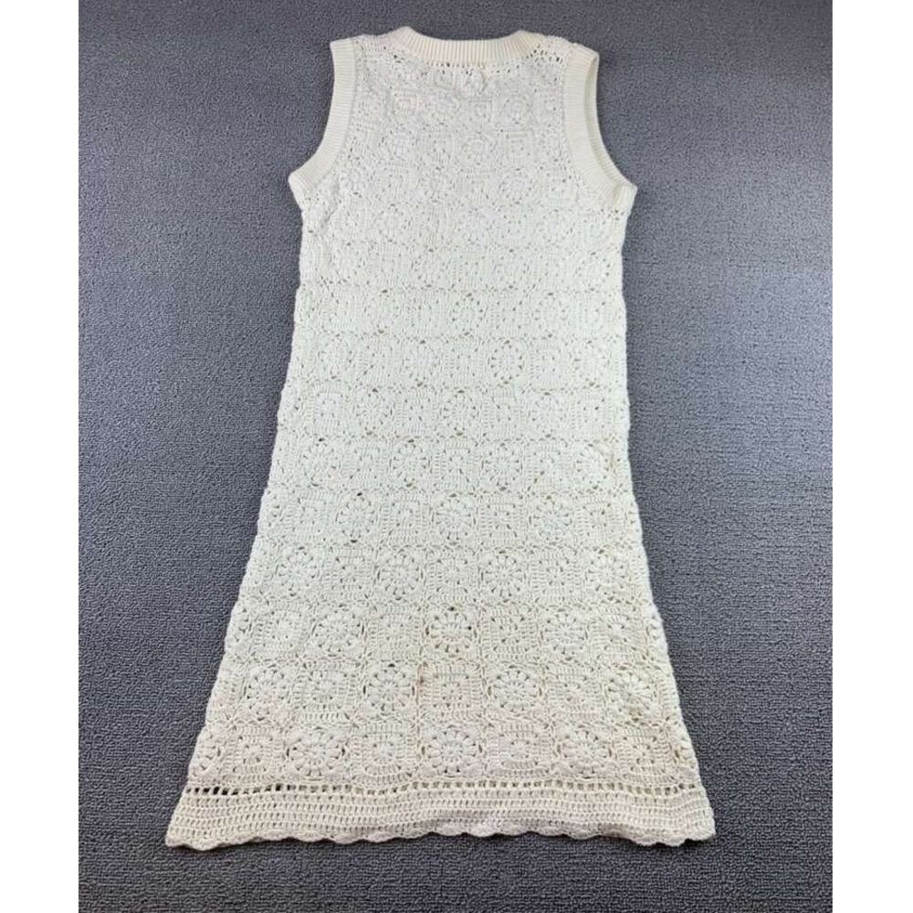 The‎ Kooples Crochet Knit Dress Women 1 Cream Sleeveless Crewneck Scallop Hem - Picture 2 of 10